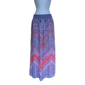 Heart Soul Women's Maxi Skirt M Multicolor Geometric Paisley Casual